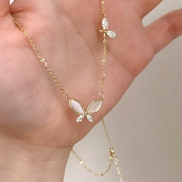 【KT DADA】蝴蝶吊墜 女生項鍊 純銀項鍊 韓國項鍊 生日禮物 通體純銀 小眾設計 ins風 鎖骨鍊 首飾 飾品 銀飾