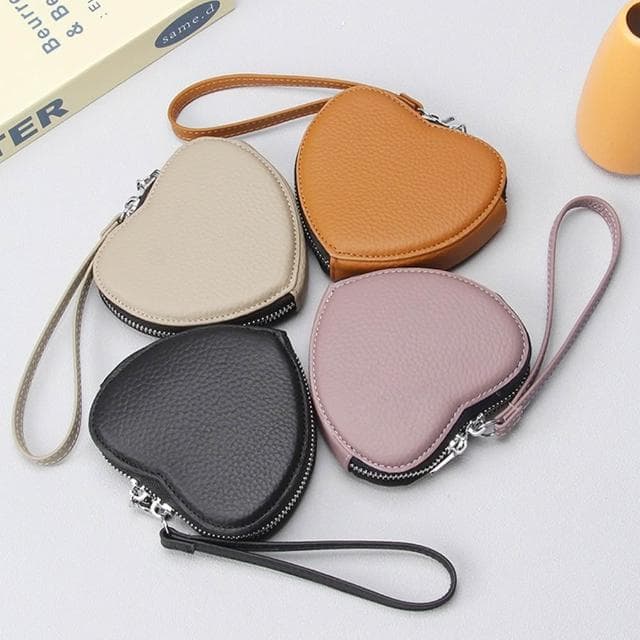 【KT DADA】愛心包包 真皮零錢包 錢包 零錢包 小包包 手拎包 可愛手提包 手拎愛心包 口紅包 無線耳機收納包 小錢包 禮物