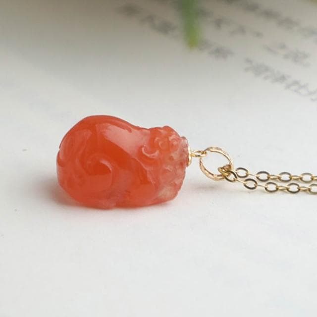 【MoonDy】飾品 項鍊 女生項鍊 紅瑪瑙項鍊 18K金 貔貅項鍊 招財項鍊 保平安 吊墜 男女通用 天然玉石