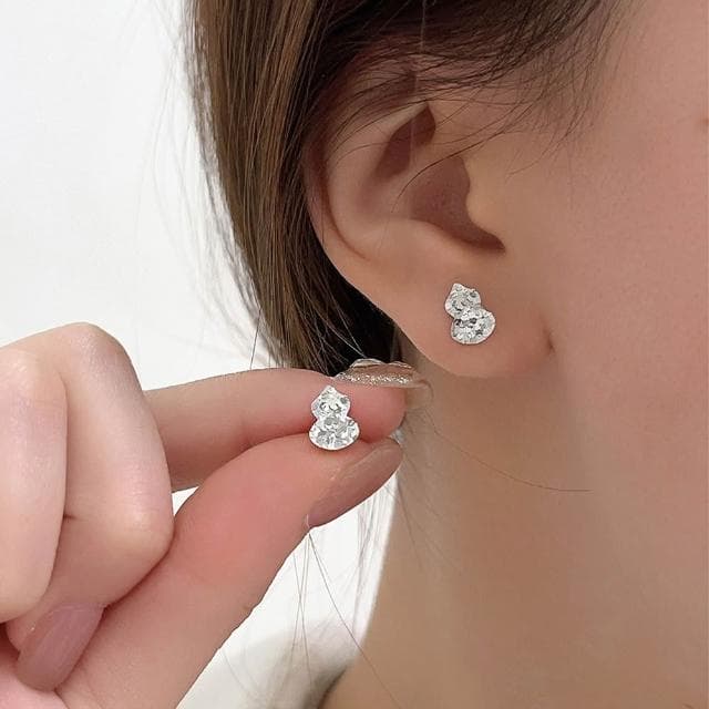 【MoonDy】飾品 耳環 女生耳環 純銀耳環 銀針 葫蘆 耳針 耳飾 耳釘 高級感 百搭 金色耳環 穿搭配件 送女生