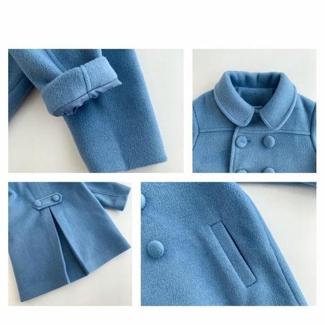 【Arbea】兒童中長款大衣女童韓版加厚雙排扣外套C466(秋冬款)