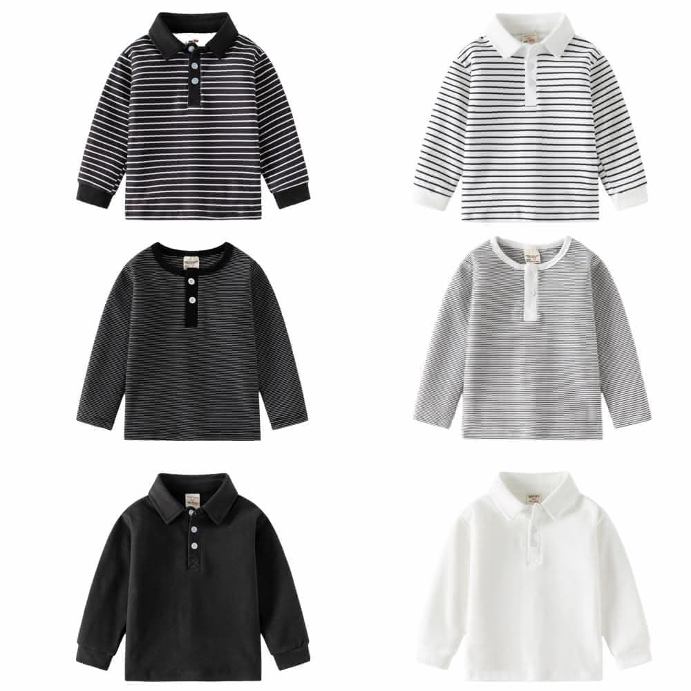 【Arbea】兒童圓領打底衫韓版男孩長袖條紋上衣C794(秋冬款)