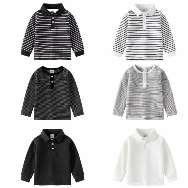 【Arbea】兒童圓領打底衫韓版男孩長袖條紋上衣C794(秋冬款)