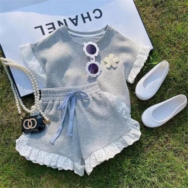 【Arbea】童裝女童短袖短褲套裝棉夏季新款兒童夏裝衣服洋氣運動服 C227