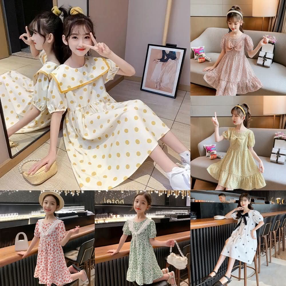 【Arbea】中大童女童連衣裙夏裝女孩公主裙夏季新款女大童碎花裙子洋氣兒童裙童裝 C215