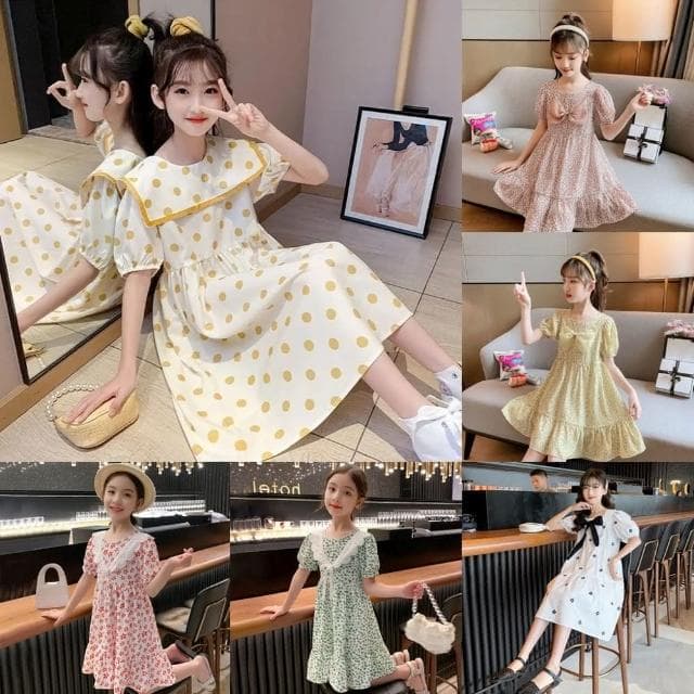 【Arbea】中大童女童連衣裙夏裝女孩公主裙夏季新款女大童碎花裙子洋氣兒童裙童裝 C215