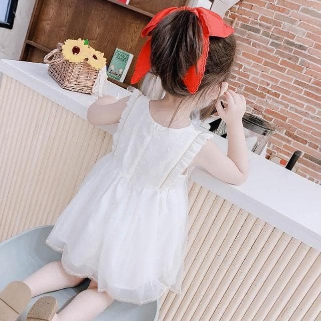 【Arbea】女童連衣裙夏季新款洋氣短袖白色紗裙女孩裙子兒童夏裝公主裙童裝 C145