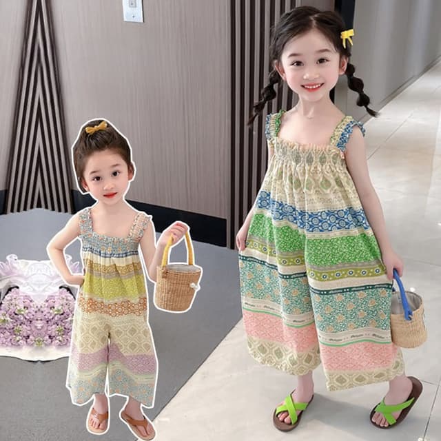 【Arbea】兒童裝吊帶連身衣服寶寶夏季褲子新款女童夏裝防蚊褲洋氣潮 C918