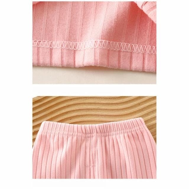 【Arbea】兒童睡衣套裝韓版衣服秋季新款男童德絨女孩男孩條紋家居服童裝 C1010