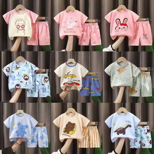 【Arbea】薄款兒童短袖套裝純棉夏季新款男童服裝韓版衣服女童男童童裝導 C408