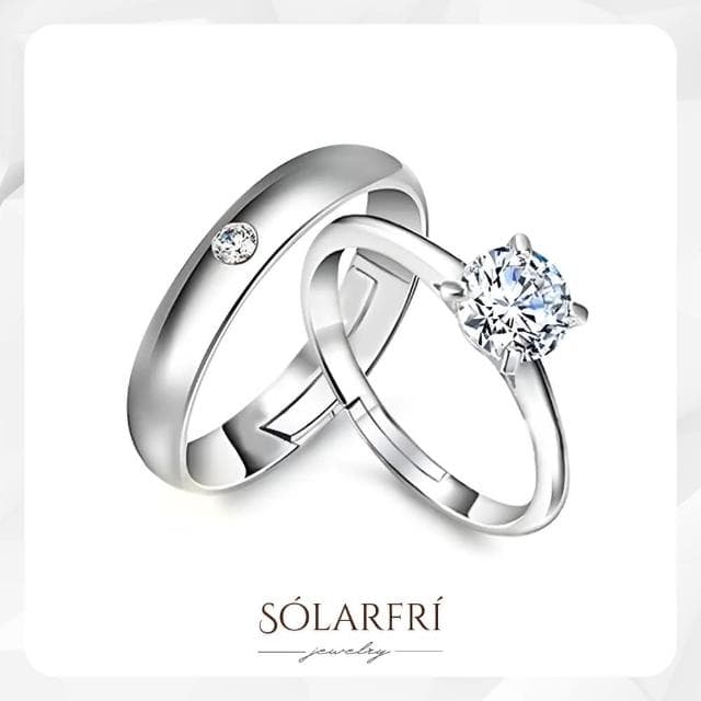 【SOLARFRi】浪漫閃耀對戒指｜可調整戒圍大小附 附品牌禮盒 閨蜜生日情人節女友老婆求婚聖誕禮物