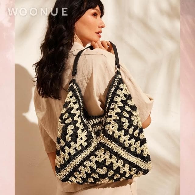 【WOONUE】專櫃春夏歐美時尚高質感大地色編織包手提包側背包(閨蜜女友老婆生日情人節禮物)