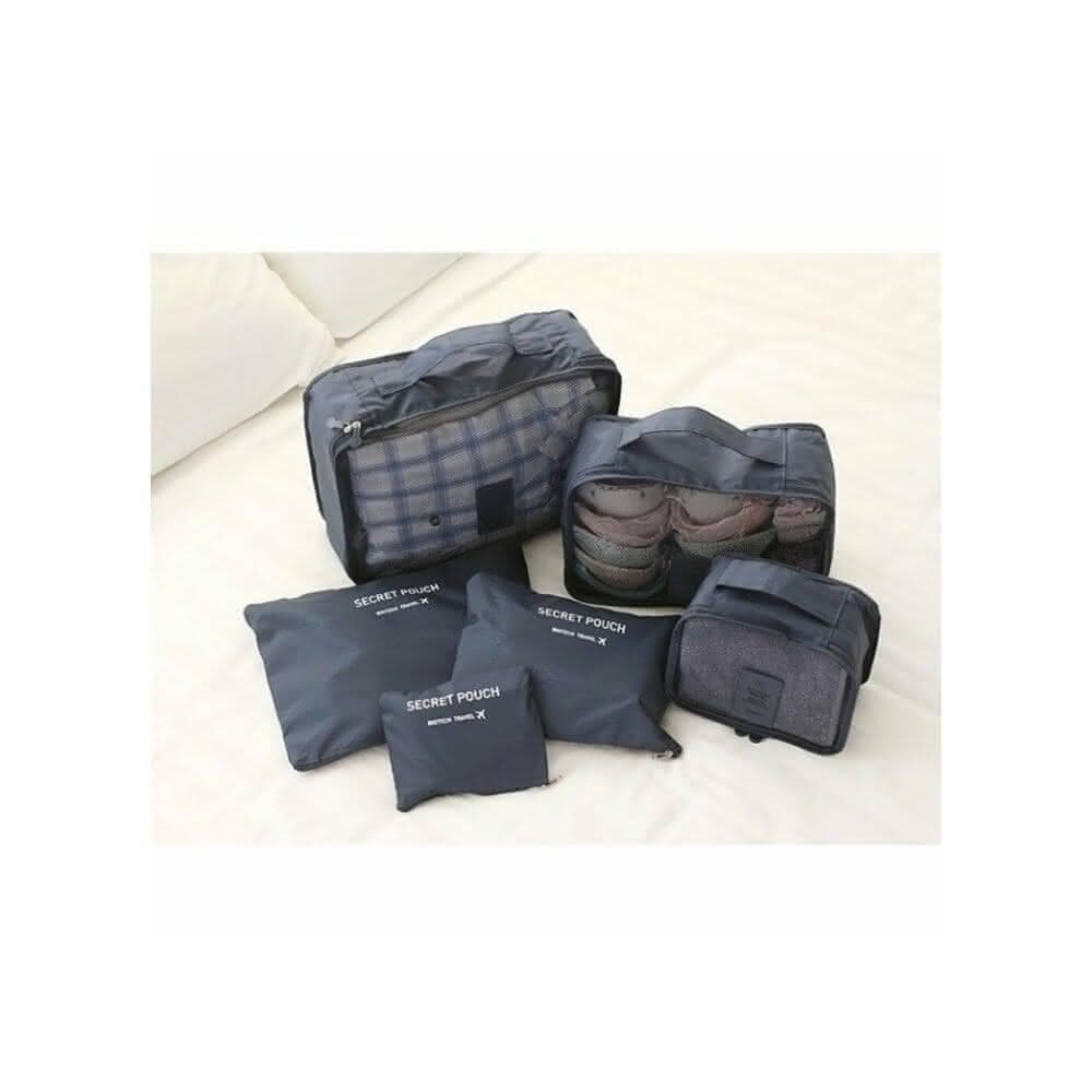 【Q貝比】現貨 多功能旅行收納袋套裝防水衣物整理包收納包 洗漱包6件套(台灣出貨)