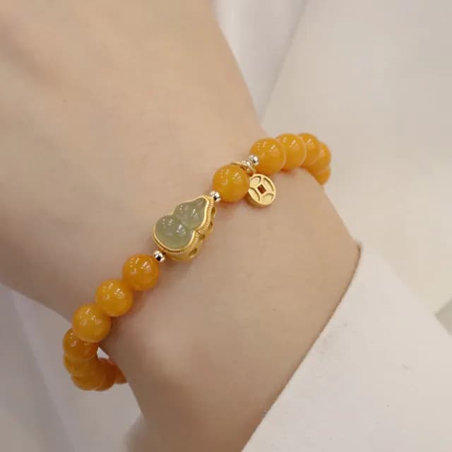 【LEEHER】招財手鍊/手飾/生日禮物/手串/手珠/佛珠/手鏈女/水晶手鏈/蜜蠟手串/和闐玉手串/天然蜜蠟手串
