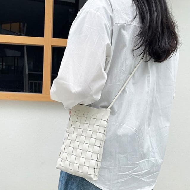 【LEEHER】女包/包包/編織包/手機包/斜背包/小方包/小包包女生/中性包/生日禮物/皮革編織包/側背小包包