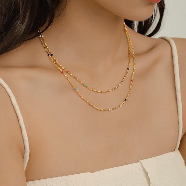 【LEEHER】飾品/細項鏈/短項鍊/韓國項鍊/串珠項鍊/情人節禮物/閨蜜項鍊/招財項鍊/鎖骨鏈/日系項鍊