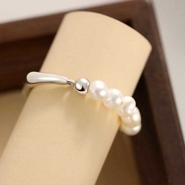 【LEEHER】珍珠戒指/不規則戒指/可調式戒指/925純銀戒指/戒指/小禮物/情人節禮物/情侶禮物/戒指女生