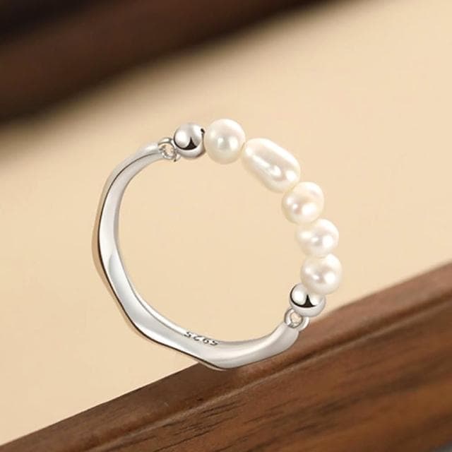 【LEEHER】珍珠戒指/不規則戒指/可調式戒指/925純銀戒指/戒指/小禮物/情人節禮物/情侶禮物/戒指女生