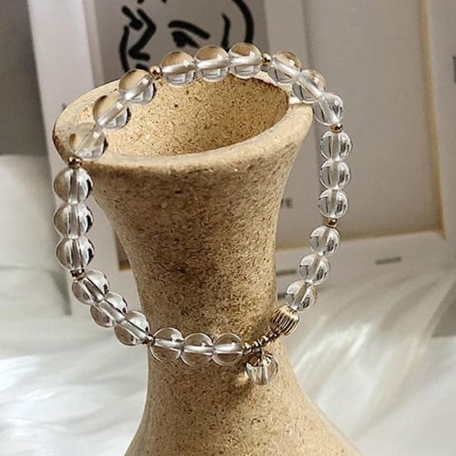 【LEEHER】白水晶手鍊/平安手鍊/手串/水晶串珠/招財手鍊/開運手鍊/女生禮物/水晶手鍊/手環/手鍊