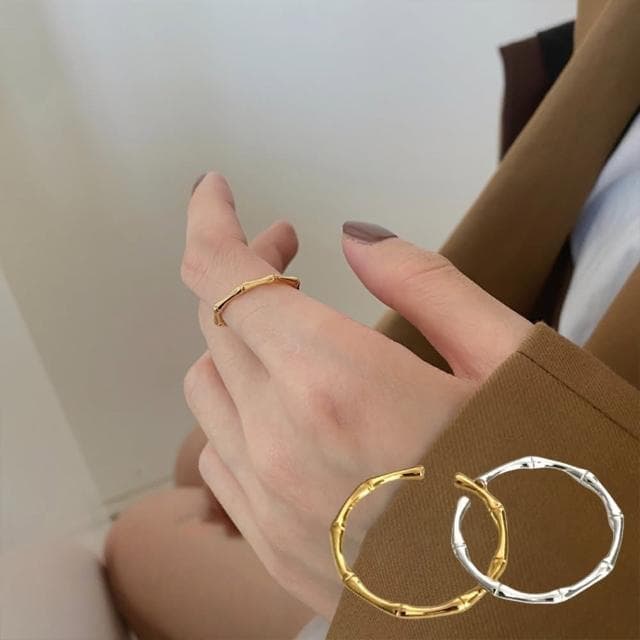 【LEEHER】可調節戒指/竹節戒指/女朋友禮物/朋友送禮/925純銀戒指/百搭戒指/生日禮物/情侶禮物