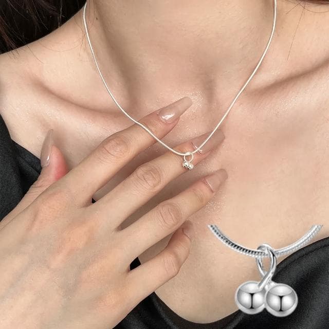 【LEEHER】女生/項鍊/純銀項鍊/櫻桃項鍊/小眾項鍊/ins項鍊/蛇骨鏈/氣質項鍊/可愛項鍊/鎖骨項鍊/閨蜜項鍊/可愛小物/禮物