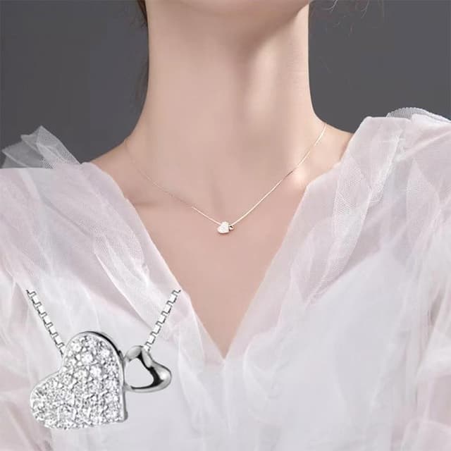 【LEEHER】女生/純銀項鍊/愛心項鍊/鎖骨鍊/盒子鍊/閨蜜項鍊/玫瑰金項鍊/可愛項鍊/銀項鍊/高級感/細項鍊/女生禮物/生日禮物