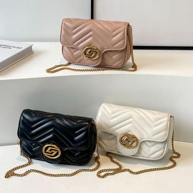 【LEEHER】女生/包包/鍊帶斜背包/禮物/小方包/小香風包包/鍊帶包/單肩包/氣質包包/黑色斜背包/白色包包/菱格鍊條包