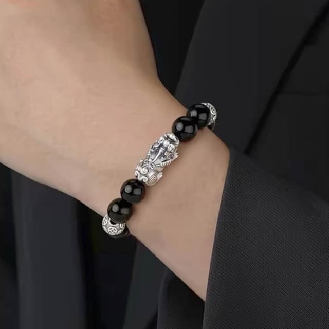 【LEEHER】水晶手串/999/純銀/貔貅/黑曜石/虎眼石/太陽石/手鍊/串珠/飾品/招財納福/情侶手鍊/情人節禮物/保平安