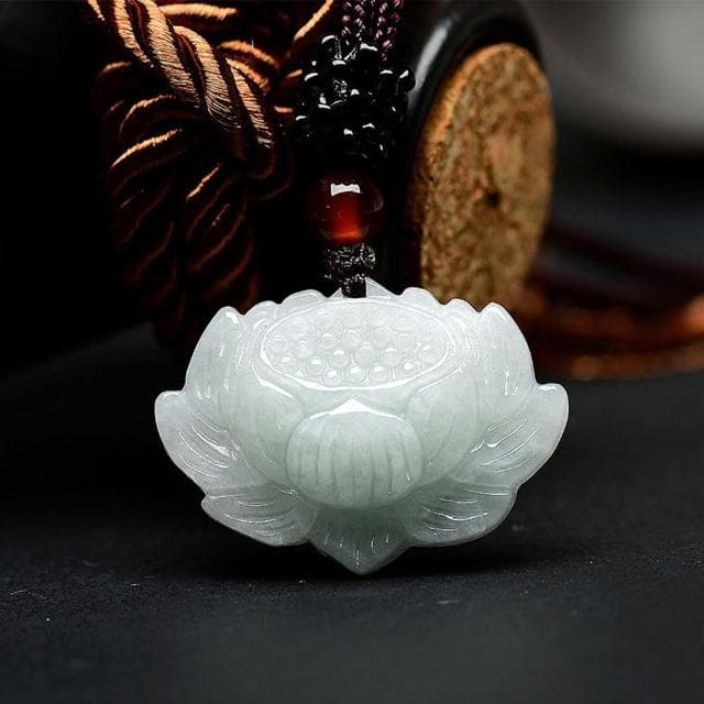 【LEEHER】玉項鍊/翡翠蓮花/天然翡翠/頂級翡翠/緬甸玉/男女通用/冰種玉石/掛件/飾品/項鍊/首飾/吊墜