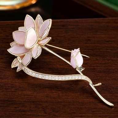 【LEEHER】女生/飾品/胸針/別針/貝殼/鋯石/金屬別針/造型胸針/蓮花/胸花/別針扣/胸針扣/造型別針/配飾/生日禮物/婚禮穿搭