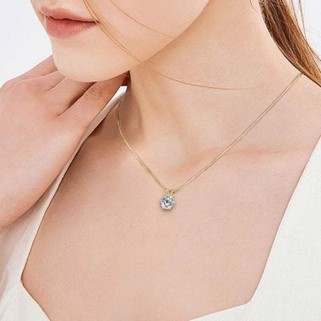 【LEEHER】女生/項鍊/鑽石項鍊/銀飾/六爪項鍊/飾品/s925純銀/鎖骨鏈/首飾/一克拉項鍊/高級感/生日禮物