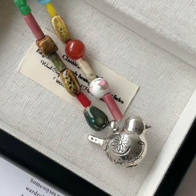 【LEEHER】女生/項鍊/多寶項鍊/滿足鳥寶/串珠項鍊/短款項鍊/小眾設計/氣質項鍊/波希米亞/可愛項鍊/高級感/鎖骨鏈/生日禮物