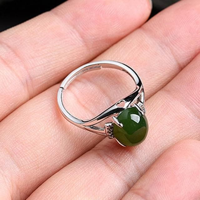 【LEEHER】和田玉/碧玉戒指/新中式/古風/高級感/開口可調節/女戒/送長輩/飾品/戒指/女生戒指/純銀戒指/鋯石戒指/禮物