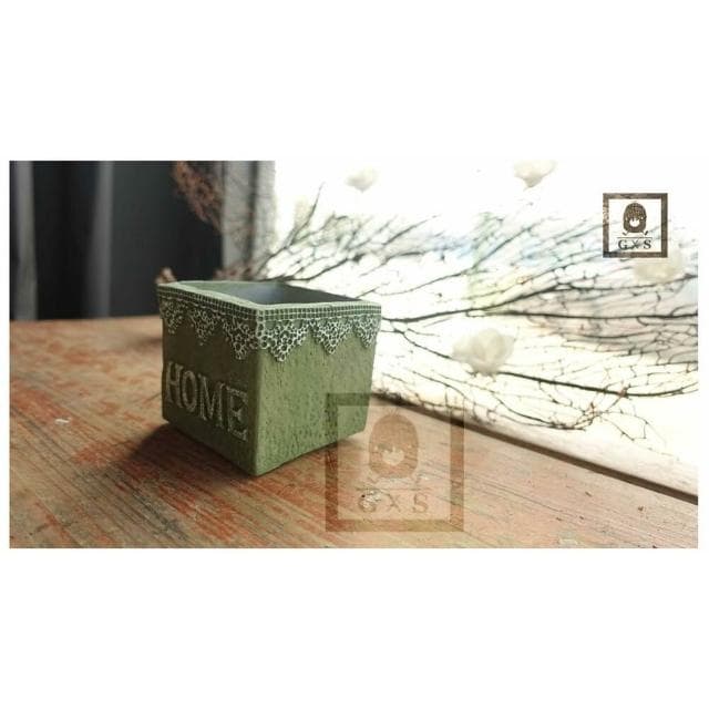 質感蕾絲水泥盆 陶瓷 盆栽 花器 多肉植物  辦公室小物 GXS拍照道具(盆栽 花器 多肉植物 療癒 交換禮物)