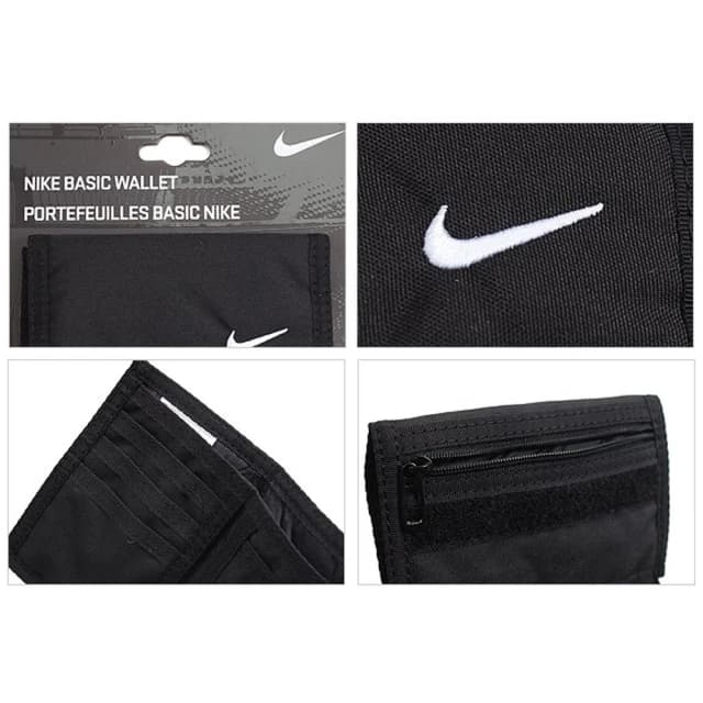 【NIKE 耐吉】錢包 零錢包 卡夾 錢包運動 防水 防潑水 三摺 尼龍  魔鬼氈  AC2353-001