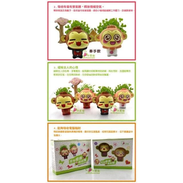 【蔬菜之家】情侶猴DIY迷你植物盆栽組合