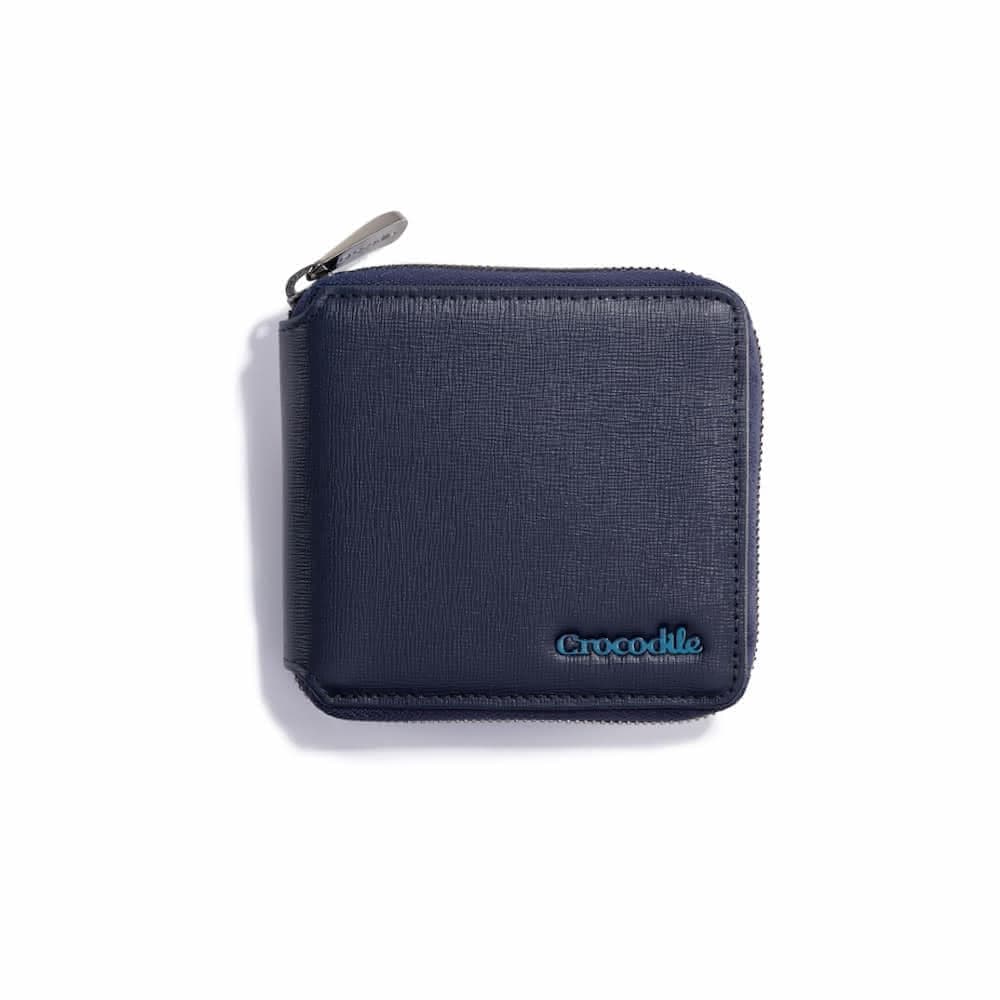 【Crocodile】鱷魚皮件 皮夾 拉鍊短夾 雙鈔 12卡夾 Oxford牛津系列 0103-11105-黑藍兩色拉鍊皮夾 送禮推薦
