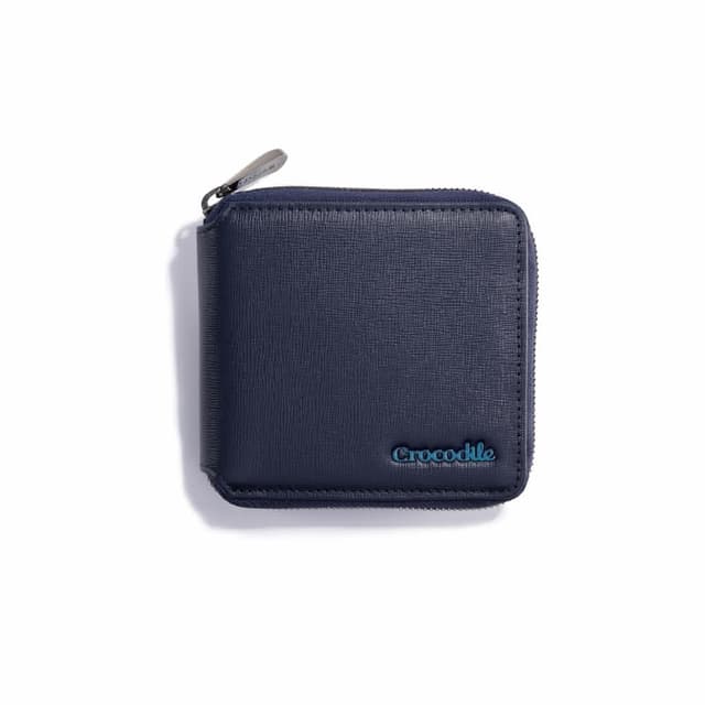 【Crocodile】鱷魚皮件 皮夾 拉鍊短夾 雙鈔 12卡夾 Oxford牛津系列 0103-11105-黑藍兩色拉鍊皮夾 送禮推薦