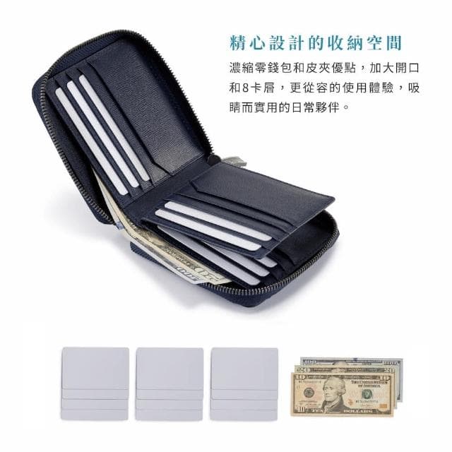 【Crocodile】鱷魚皮件 皮夾 拉鍊短夾 雙鈔 12卡夾 Oxford牛津系列 0103-11105-黑藍兩色拉鍊皮夾 送禮推薦