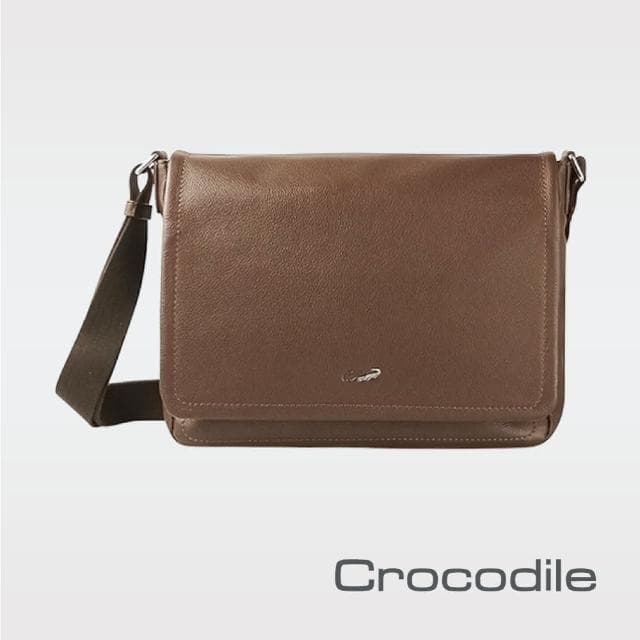 【Crocodile】Crocodile 鱷魚皮件 真皮 橫式翻蓋斜背包  0104-08104Rocky 2.0系列