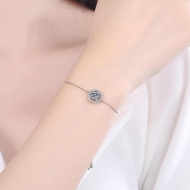 【巴黎精品】現貨+預購 莫桑石莫桑鑽手鍊925純銀銀飾1ct滿鑽小車輪可調式生日情人節禮物女飾品v1ae21