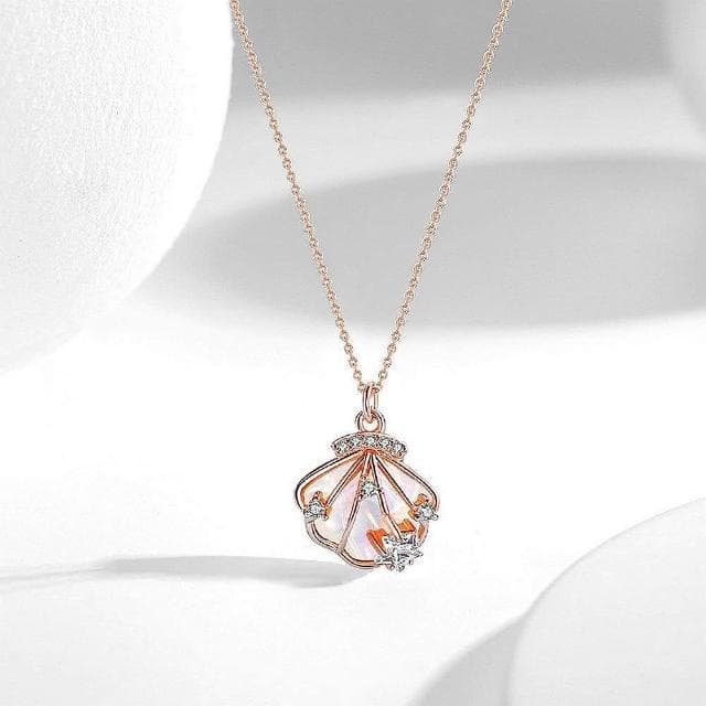 【巴黎精品】現貨+預購 925純銀項鍊貝殼吊墜皇冠鋯石一貝子生日情人節禮物女飾品2色v1ar49