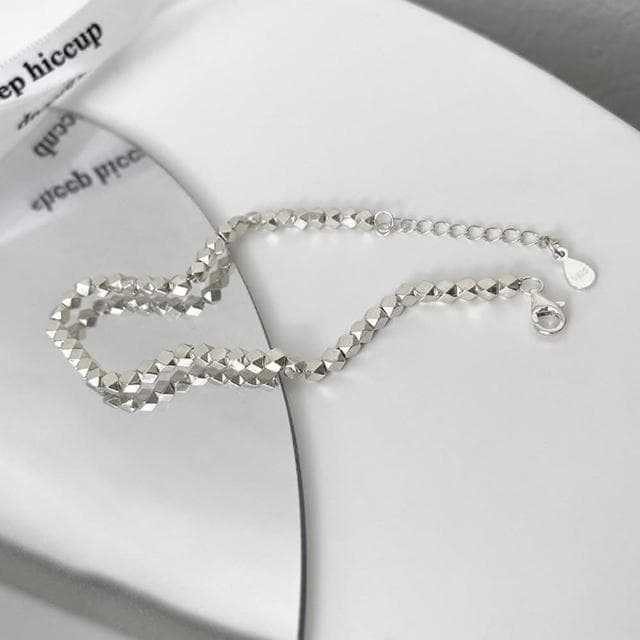 【巴黎精品】現貨+預購 925純銀手鍊方塊手鏈碎銀串珠百搭個性女飾品a1bo71