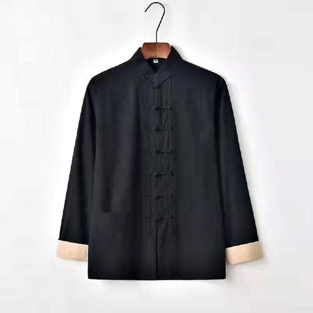 【巴黎精品】父親節禮物 現貨+預購 新中式唐裝漢服上衣長袖復古盤扣寬鬆男上衣7色a1bx31