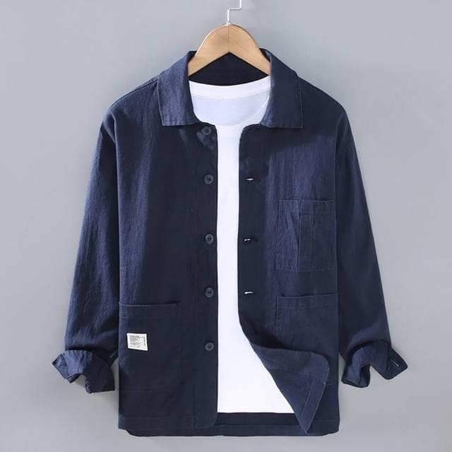 【巴黎精品】父親節禮物 現貨+預購 亞麻外套休閒夾克春夏薄款透氣復古男外套3色a1bv23