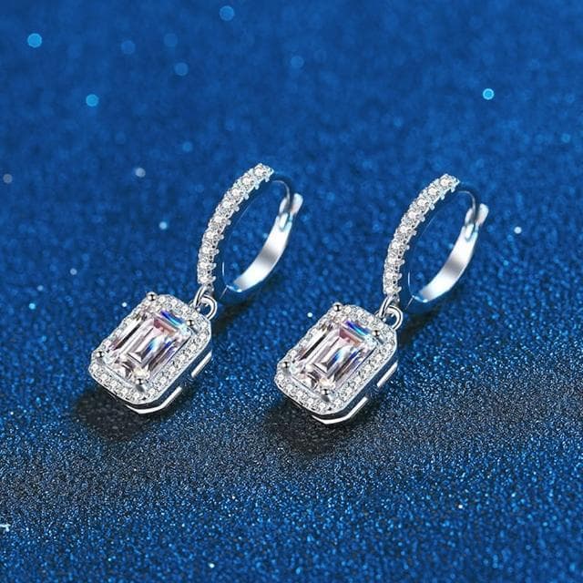 【巴黎精品】現貨+預購 莫桑石耳環925純銀耳針1ct祖母綠切割方鑽女飾品a1co62