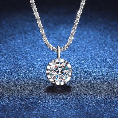 【巴黎精品】現貨+預購 莫桑鑽石項鍊飾品配件925純銀項鍊-奢華閃耀1克拉圓型鎖骨鍊莫桑鑽項鍊女飾品a1cn109