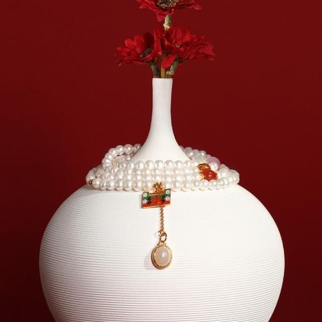【巴黎精品】情人節禮物 現貨+預購 珍珠手鍊玉石毛衣鏈手珠平安擋煞防小人轉運淨化招財開運-5mm南紅和闐玉琺瑯彩女飾品a1ha30