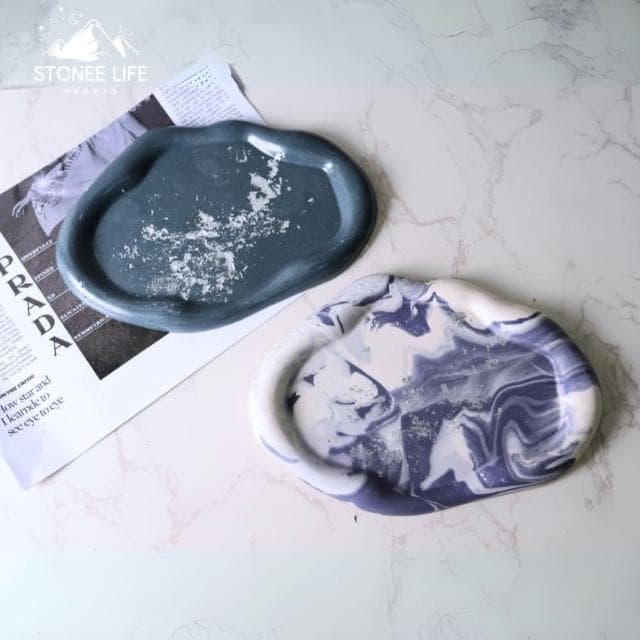 時硐STONE 不規則長圓擺飾盤(手工 杯墊 收納 擺飾 飾品 收納  盆栽底盤  禮物 質感 療愈小物 裝飾品 盲盒擺放 精油擴香盤 裝飾 擴香石)