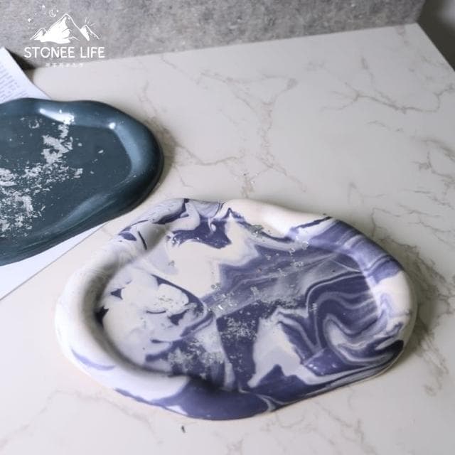 時硐STONE 不規則長圓擺飾盤(手工 杯墊 收納 擺飾 飾品 收納  盆栽底盤  禮物 質感 療愈小物 裝飾品 盲盒擺放 精油擴香盤 裝飾 擴香石)